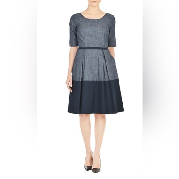 EShakti Medium Blue Cotton Dress - Picture 1 of 11